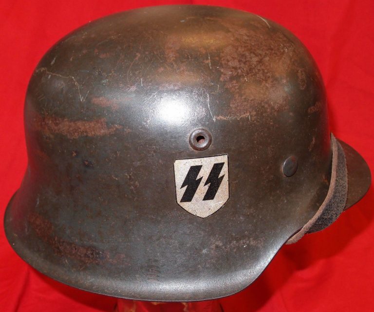 Ww German Ss M Single Decal Combat Helmet Ns Jb Military Antiques