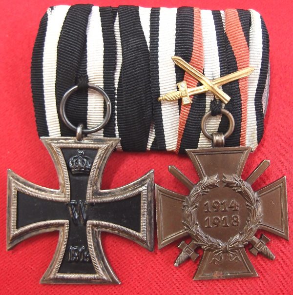 **SOLD** WW1 GERMAN ARMY SERVICE MEDAL BAR WITH IRON CROSS