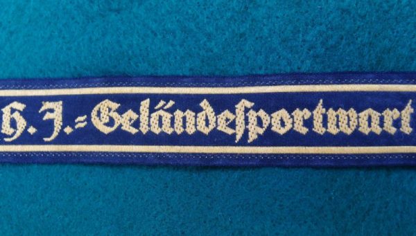 HITLER YOUTH `H.J.=GELANDESPORTWART` FIELD EXERCISE WARDEN CUFF TITLE