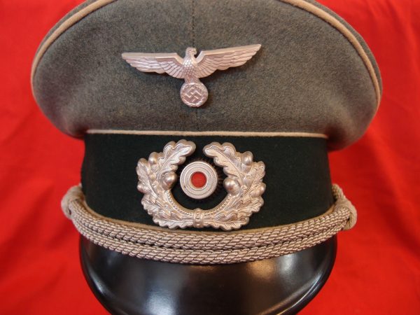 WW2 NAZI GERMANY ARMY INFANTRY OFFICER PEAKED CAP HAT - Image 2