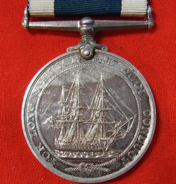 WW1 BRITISH NAVY LONG SERVICE GOOD CONDUCT MEDAL HMS PEMBROKE - Image 3