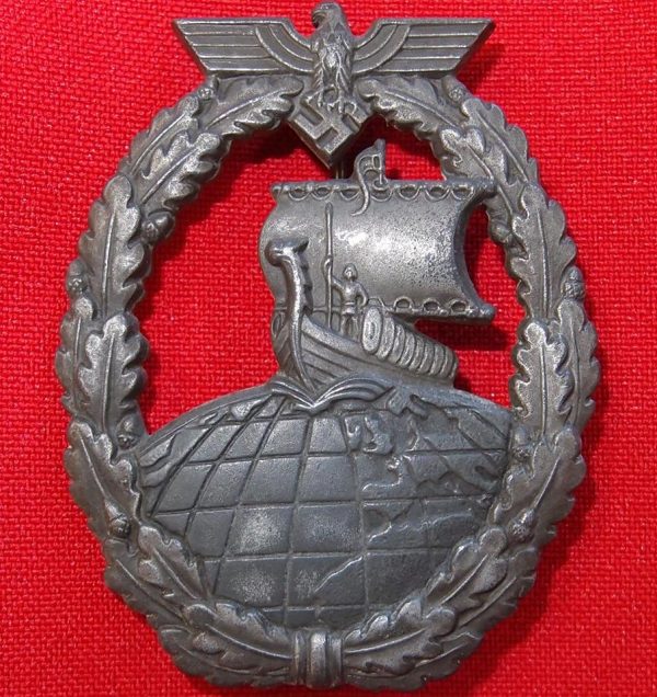 WW2 GERMAN NAVY KRIEGSMARINE AUXILIARY CRUISER WAR BADGE BY FRIEDRICH ORTH