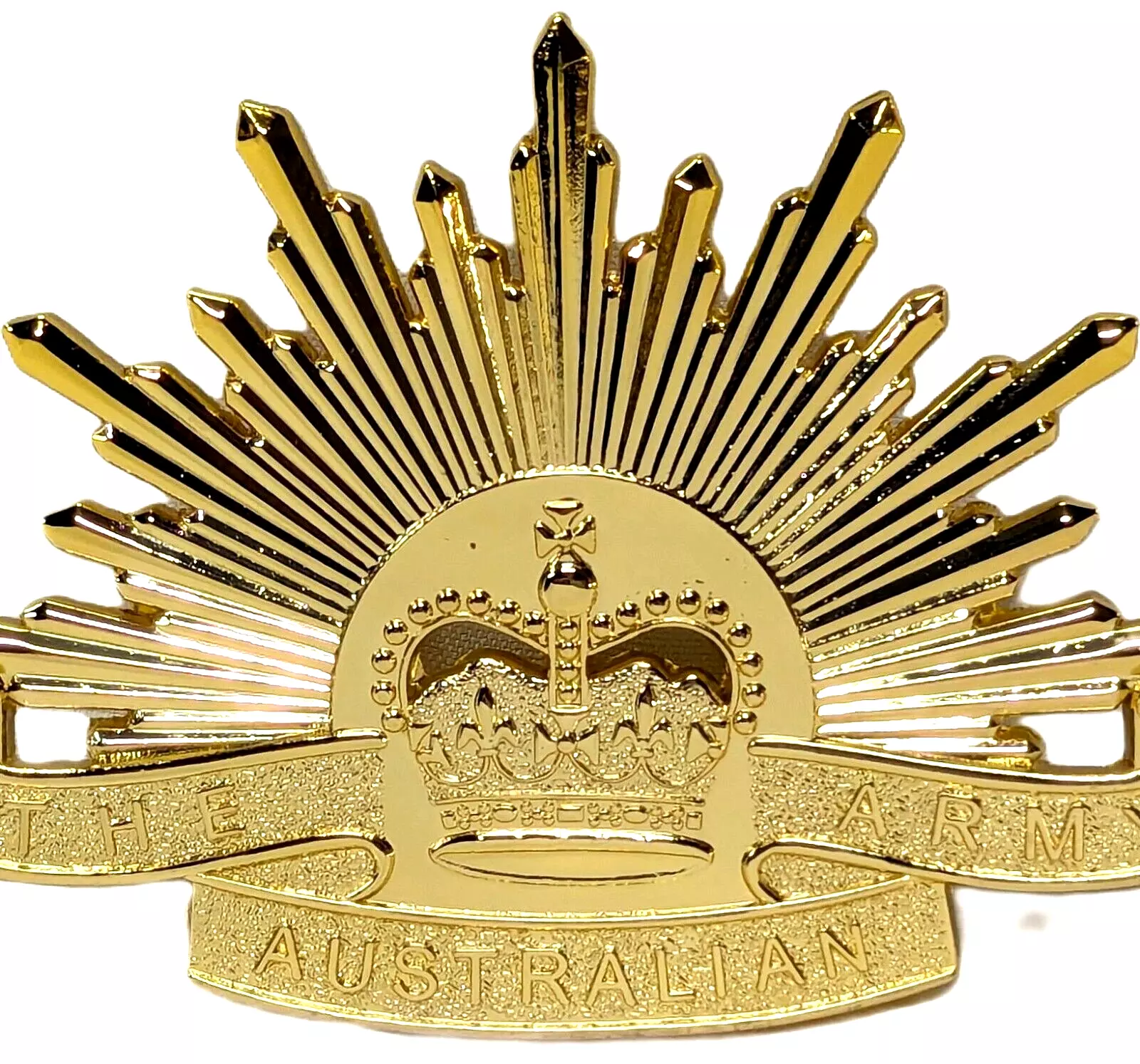 Rising sun hat badge for uniform full size Australian army 7th type 1991 slouch