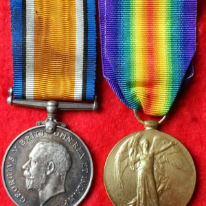 VINTAGE WW1 BRITISH ARMY MEDAL PAIR NAMED ORIGINALS