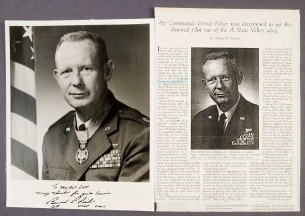 COLONEL BERNARD F FISHER, USAF, MEDAL OF HONOR RECIPIENT AUTOGRAPH