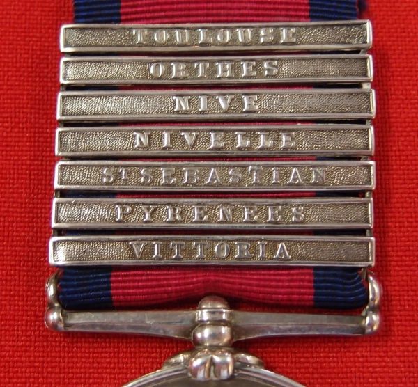 RARE PRE WW1 MILITARY GENERAL SERVICE MEDAL 7 BARS WOUNDED VITTORIA - Image 3