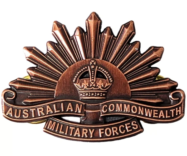AUSTRALIAN ANZAC WW1 & WW2 RISING SUN UNIFORM COLLAR BADGES MEDAL REPLICA BRASS - Image 2
