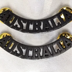 WW1 - WW2 Australian Army uniform black shoulder titles badges replica AIF ANZAC
