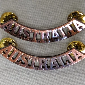 WW1 - WW2 Australian Army uniform brown shoulder titles badges replica AIF ANZAC