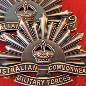 AUSTRALIAN ANZAC WW1 & WW2 RISING SUN UNIFORM COLLAR BADGES MEDAL REPLICA BRASS