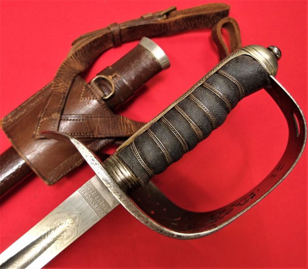 **SOLD** NAMED WW1 BRITISH ARMY 1897 PATTERN INFANTRY OFFICERS SWORD WITH SCABBARD - Image 8