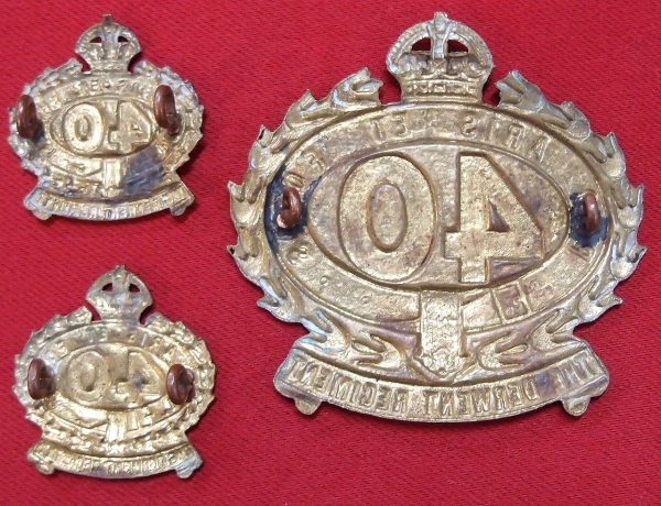 WW2 AUSTRALIAN 40TH BATTALION DERWENT REGIMENT CAP AND COLLAR BADGE SET - Image 2