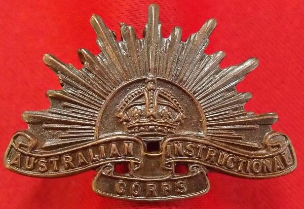 WW2 AUSTRALIAN INSTRUCTIONAL CORPS COLLAR BADGE