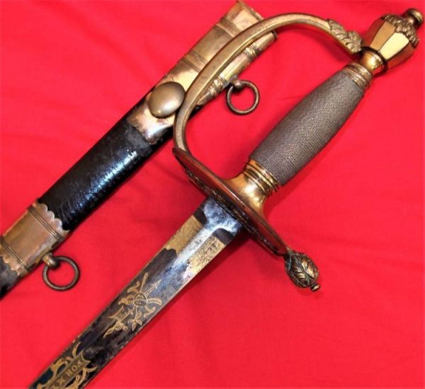 **SOLD** 1796 Pattern Light Infantry Officer’s Sword & Scabbard. With Royal cypher & crown for King George III