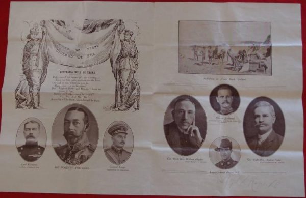 **SOLD** First World War 1 Australian Military Rugby Team v Swansea Rugby Club meeting souvenir program & VC signature Keyzor - Image 2