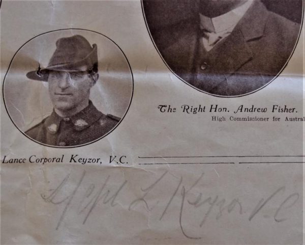 **SOLD** First World War 1 Australian Military Rugby Team v Swansea Rugby Club meeting souvenir program & VC signature Keyzor - Image 3