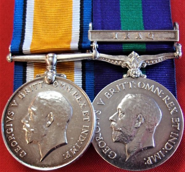 **SOLD** OFFICER'S WW1 & POST WAR IRAQ CAMPAIGN MEDAL PAIR & PAPERS