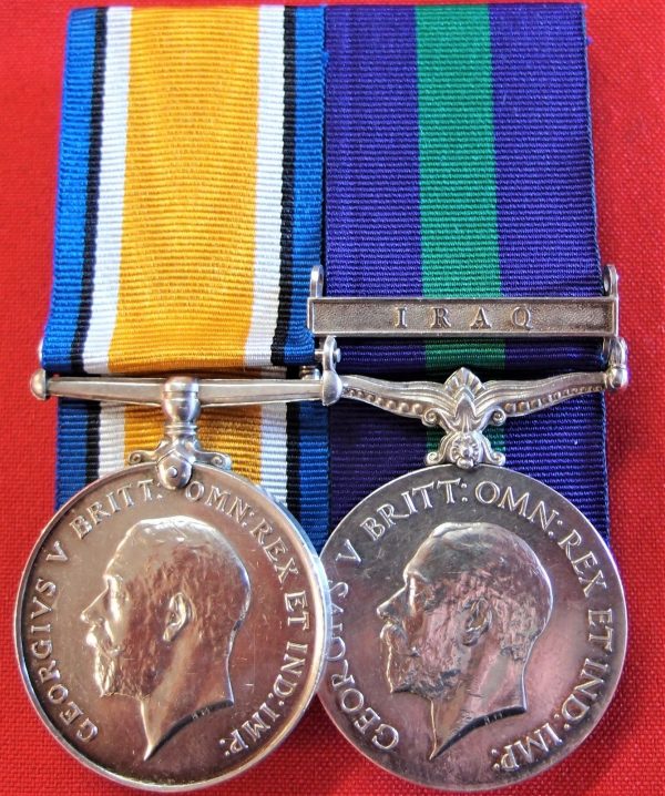 **SOLD** OFFICER'S WW1 & POST WAR IRAQ CAMPAIGN MEDAL PAIR & PAPERS - Image 2