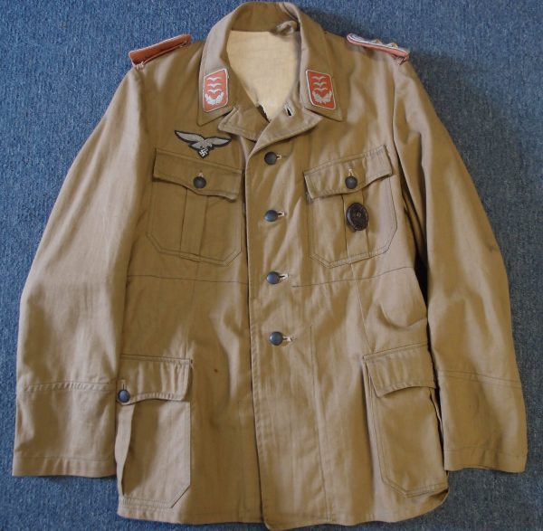 WW2 GERMAN AFRIKA KORPS/TROPICAL LUFTWAFFE SIGNALS OFFICER'S UNIFORM JACKET