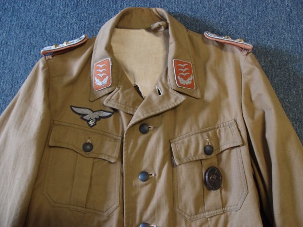 WW2 GERMAN AFRIKA KORPS/TROPICAL LUFTWAFFE SIGNALS OFFICER'S UNIFORM JACKET - Image 4