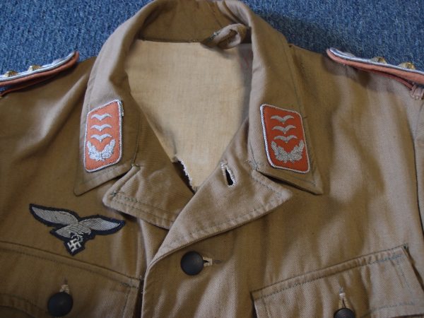 WW2 GERMAN AFRIKA KORPS/TROPICAL LUFTWAFFE SIGNALS OFFICER'S UNIFORM JACKET - Image 3