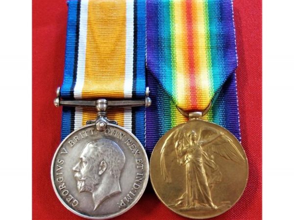 WW1 casualty medal pair awarded to Corporal William Ernest Miller, of 'D' Company, 2nd Battalion Australian Infantry Force, who died of wounds on 9 August 1915, during the Battle of Lone Pine