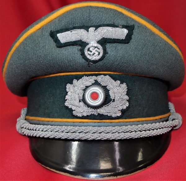 WW2 NAZI GERMANY ARMY CAVALRY OFFICER PEAKED CAP HAT