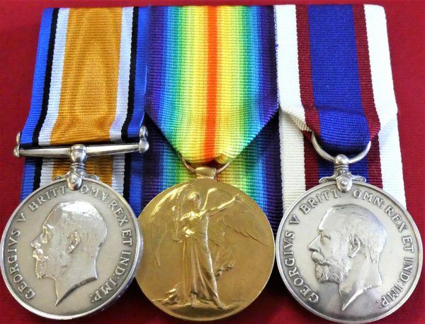 WW1 BRITISH NAVY RMLI CAMPAIGN MEDAL PAIR & ROYAL FLEET RESERVE LONG SERVICE