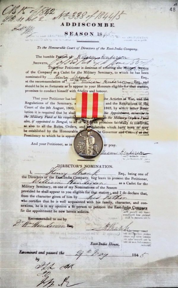 BRITISH ARMY INDIAN MUTINY MEDAL TO LIEUTENANT HENDERSON BENGAL ENGINEERS - Image 2