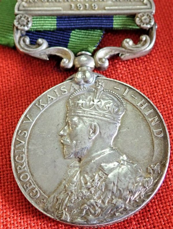 INDIA GENERAL SERVICE MEDAL, 2 CLASPS AFGHANISTAN 1919 & WAZIRISTAN 1921-24 13TH LANCERS - Image 2