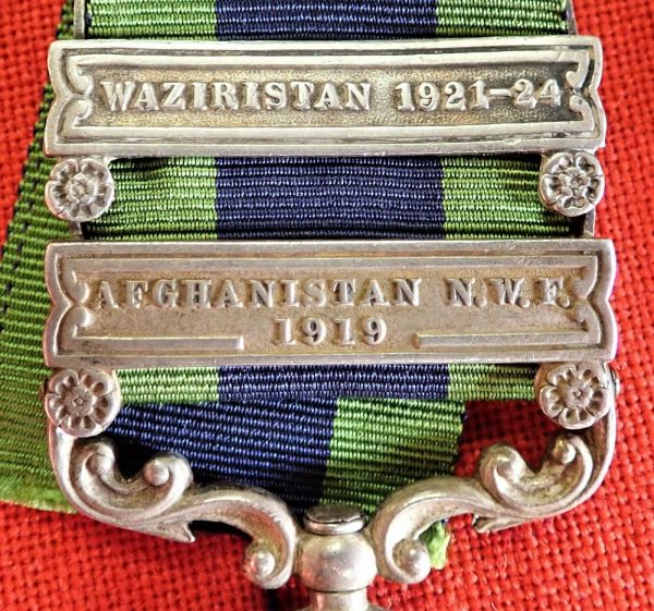 INDIA GENERAL SERVICE MEDAL, 2 CLASPS AFGHANISTAN 1919 & WAZIRISTAN 1921-24 13TH LANCERS - Image 3