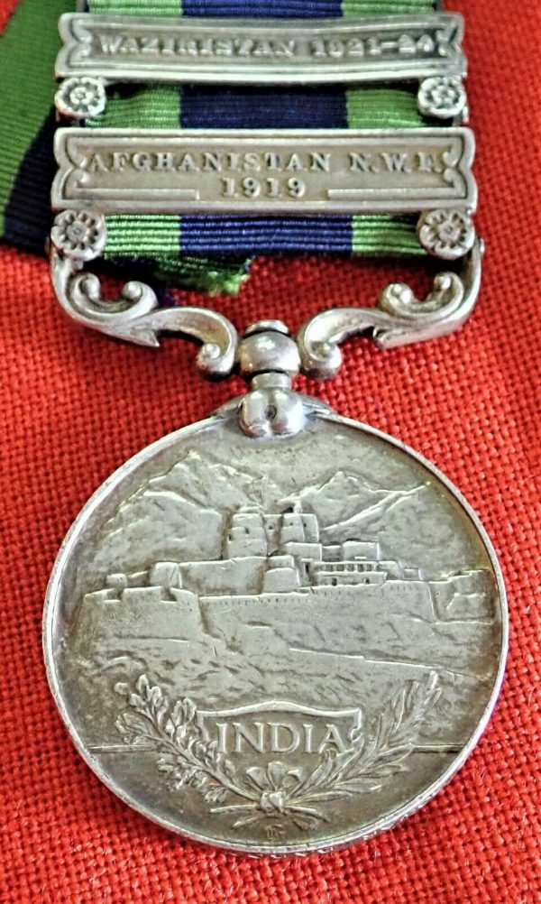 INDIA GENERAL SERVICE MEDAL, 2 CLASPS AFGHANISTAN 1919 & WAZIRISTAN 1921-24 13TH LANCERS - Image 5