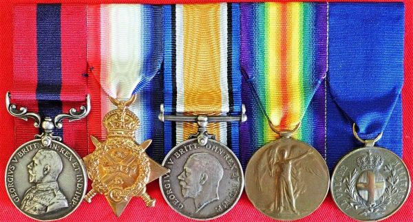 WW1 BRITISH ARMY DISTINGUISHED CONDUCT GROUP & ITALIAN BRONZE MEDAL FOR VALOUR