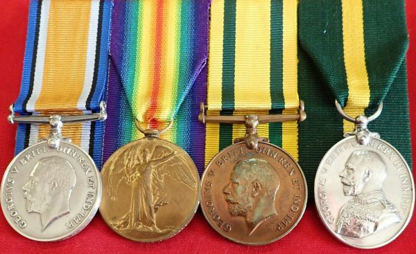 WW1 BRITISH ARMY TERRITORIAL MEDAL GROUP TO 374063 QTR MASTER SERGEANT GEALL RA