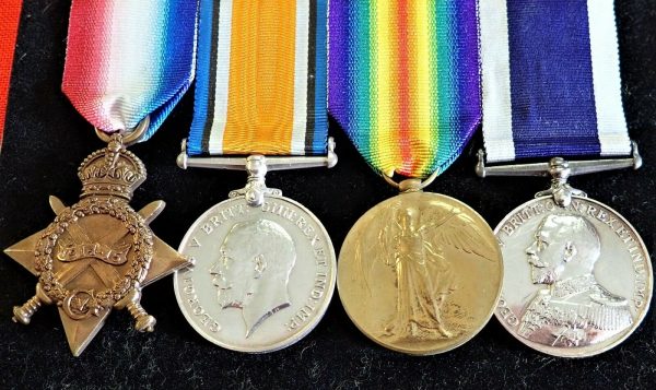 WW1 HMAS SYDNEY EMDEN ACTION BRITISH ROYAL NAVY MEDAL GROUP OF 5 WITH BADGES - Image 2