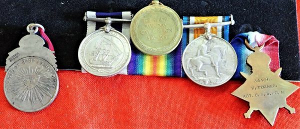 WW1 HMAS SYDNEY EMDEN ACTION BRITISH ROYAL NAVY MEDAL GROUP OF 5 WITH BADGES - Image 3