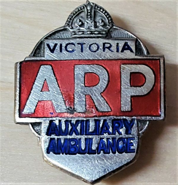 WW2 Australian Auxiliary Ambulance ARP service of Victoria badge