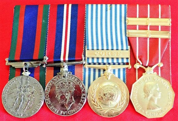 WW2 & KOREAN WAR CANADIAN GROUP OF 4 MEDALS TO MAYER