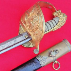 1827 BRITISH AUSTRALIAN NAVY OFFICERS ETCHED SWORD & SCABBARD WILKINSON LOCKET