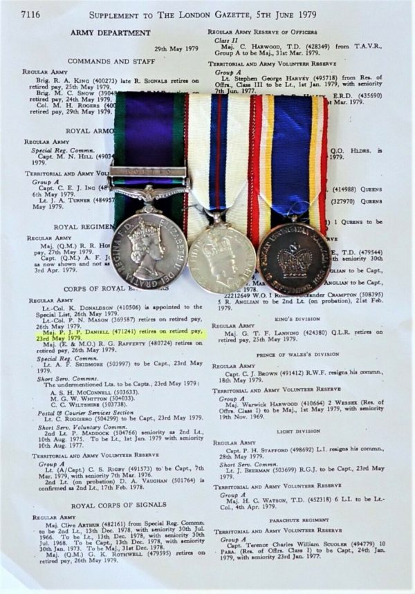 BRITISH ARMY ENGINEER OFFICER'S MALAYA, BORNEO & CORONATION MEDAL MAJOR DANIELL - Image 7