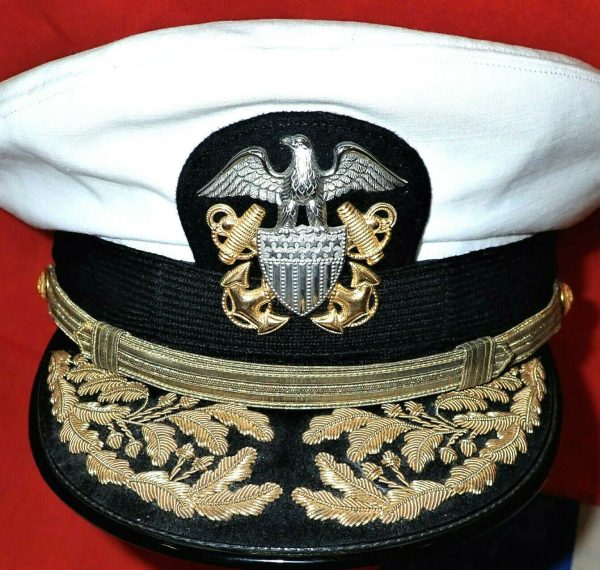 WW2 ERA UNITED STATES NAVY ADMIRAL'S SUMMER UNIFORM PEAKED CAP