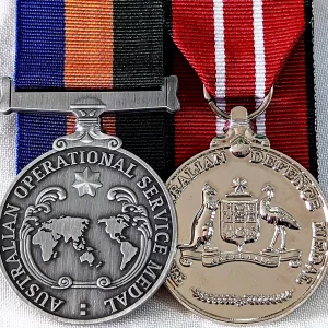 AUSTRALIAN OPERATIONAL SERVICE MEDAL GROUP REPLICA ANZAC MOUNTED TO WEAR GROUP