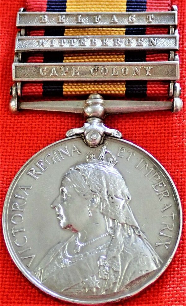 BRITISH ARMY BOER WAR QUEENS SOUTH AFRICA MEDAL DEEVEY 1ST BATTALION ROYAL IRISH REGIMENT