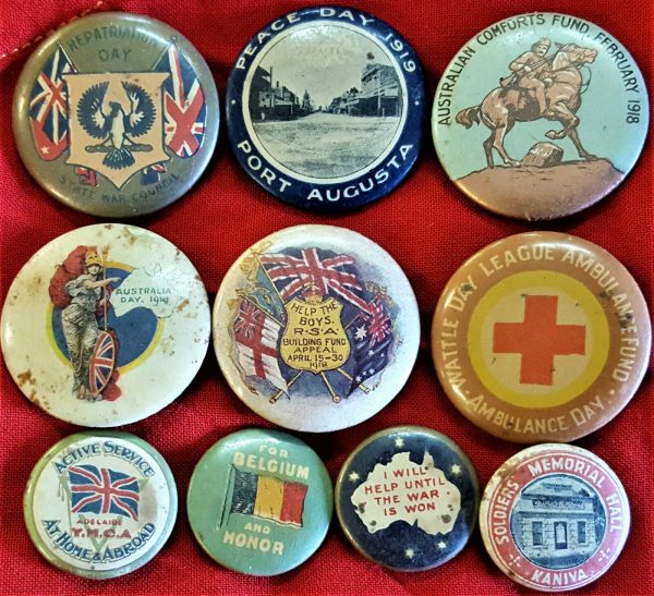 WW1 AUSTRALIAN FUNDRAISING BADGE MEDAL ANZAC LOT OF 10