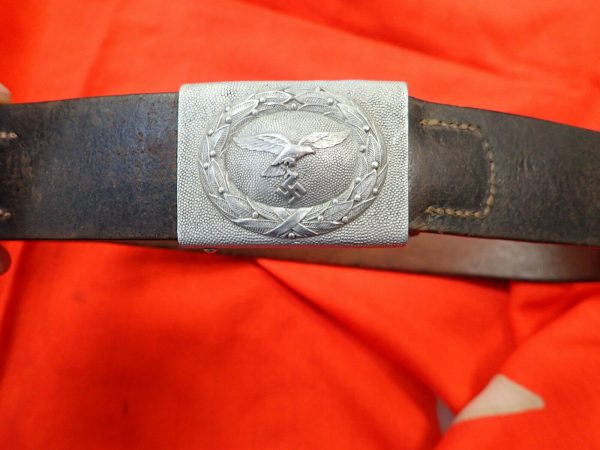 WW2 GERMAN AIR FORCE LUFTWAFFE UNIFORM BELT & BUCKLE 1937 BY DRANSFELD & CO MENDENYW - Image 2