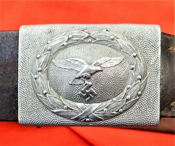 WW2 GERMAN AIR FORCE LUFTWAFFE UNIFORM BELT & BUCKLE 1937 BY DRANSFELD & CO MENDENYW