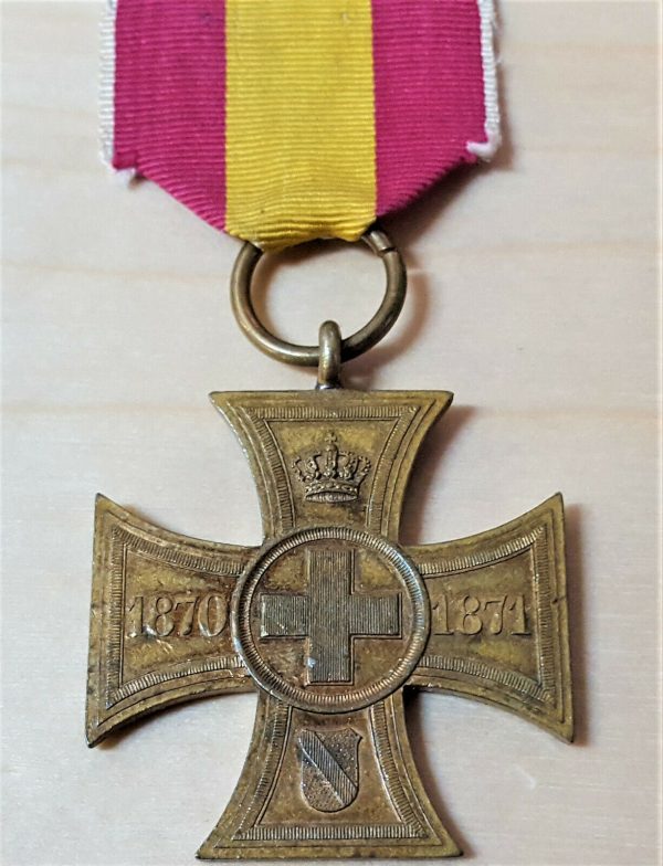 PRE WW1 GERMANY KINGDOM OF BADEN WAR HELPER VOLUNTARY RELIEF WORK CROSS MEDAL - Image 2