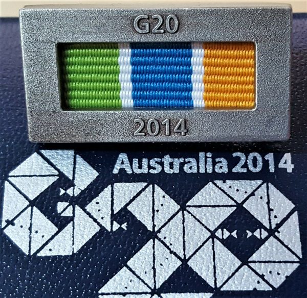 G20 2014 CASED QUEENSLAND POLICE & AUSTRALIAN DEFENCE FORCE CITATION MEDAL BADGE