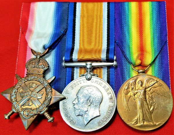 WW1 BRITISH ARMY 1914 STAR MEDAL 3RD BATTALION RIFLE BRIGADE & LABOUR CORPS