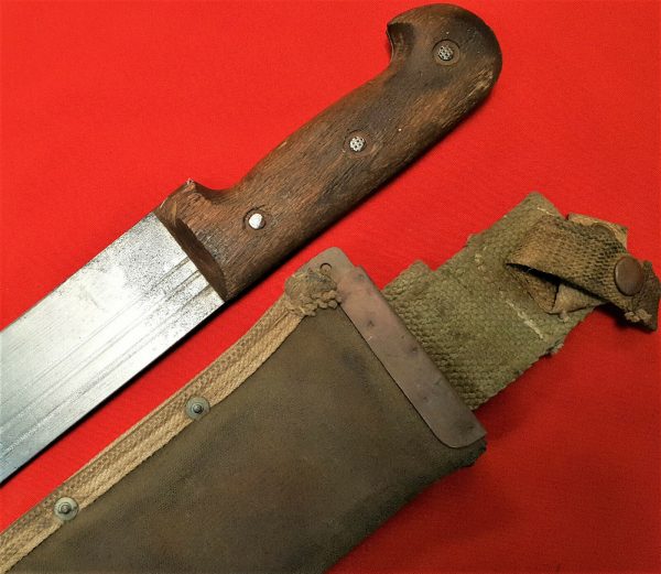 WW2 BRITISH AUSTRALIAN ARMY WARTIME MARTINDALE MACHETE WITH SCABBARD SWORD